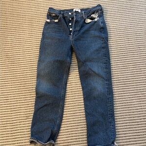 Agolde Button-Fly Dark Blue, Straight leg. Women’s Jeans